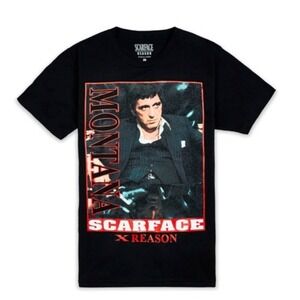 Reason X Scarface Tony Montana Graphic Print Black Mens Large T Shirt 80s Retro‎